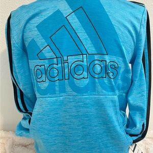 Adidas boys Sky Blue Hoodie with Black stripes